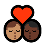 👨🏽‍❤️‍💋‍👨🏿 Emoji sich küssendes Paar - Mann: mittlere Hautfarbe, Mann: dunkle Hautfarbe Microsoft Windows 10 Fall Creators Update.