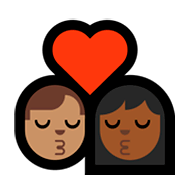 👨🏽‍❤️‍💋‍👩🏾 Emoji sich küssendes Paar - Mann: mittlere Hautfarbe, Frau: mitteldunkle Hautfarbe Microsoft Windows 10 Fall Creators Update.