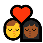 👨‍❤️‍💋‍👩🏾 Emoji sich küssendes Paar Mann, Frau: mitteldunkle Hautfarbe Microsoft Windows 10 Fall Creators Update.