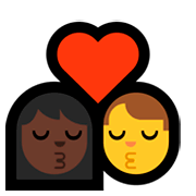 👩🏿‍❤️‍💋‍👨 Emoji sich küssendes Paar - Frau: dunkle Hautfarbe, Hombre Microsoft Windows 10 Fall Creators Update.