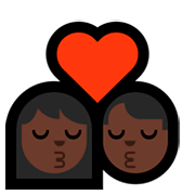👩🏿‍❤️‍💋‍👨🏿 Emoji sich küssendes Paar - Frau: dunkle Hautfarbe, Mann: dunkle Hautfarbe Microsoft Windows 10 Fall Creators Update.