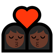 👩🏿‍❤️‍💋‍👩🏿 Emoji sich küssendes Paar - Frau, Frau: dunkle Hautfarbe, dunkle Hautfarbe Microsoft Windows 10 Fall Creators Update.
