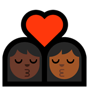👩🏿‍❤️‍💋‍👩🏾 Emoji sich küssendes Paar - Frau: dunkle Hautfarbe, Frau: mitteldunkle Hautfarbe Microsoft Windows 10 Fall Creators Update.