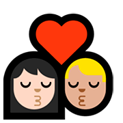 Emoji 👩🏻‍❤️‍💋‍👨🏼 Bacio Tra Coppia - Donna: Carnagione Chiara, Uomo: Carnagione Abbastanza Chiara su Microsoft Windows 10 Fall Creators Update.