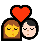 👩‍❤️‍💋‍👨🏻 Emoji sich küssendes Paar - Frau, Mann: helle Hautfarbe Microsoft Windows 10 Fall Creators Update.