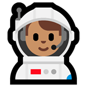Émoji 👨🏽‍🚀 Astronaute Homme : Peau Légèrement Mate sur Microsoft Windows 10 Fall Creators Update.