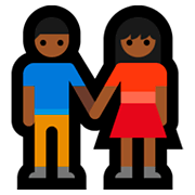 👫🏾 Emoji Mann und Frau halten Hände: mitteldunkle Hautfarbe Microsoft Windows 10 Fall Creators Update.