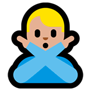 🙅🏼‍♂️ Emoji Homem Fazendo Gesto De «não»: Pele Morena Clara na Microsoft Windows 10 Fall Creators Update.