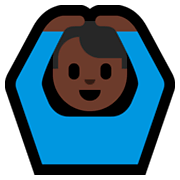 🙆🏿‍♂️ Emoji Mann mit Händen auf dem Kopf: dunkle Hautfarbe Microsoft Windows 10 Fall Creators Update.