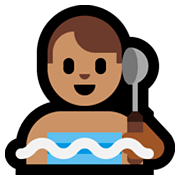 🧖🏽‍♂️ Emoji Homem Na Sauna: Pele Morena na Microsoft Windows 10 Fall Creators Update.