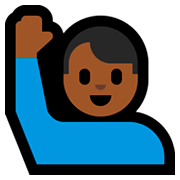 🙋🏾‍♂️ Emoji Homem Levantando A Mão: Pele Morena Escura na Microsoft Windows 10 Fall Creators Update.