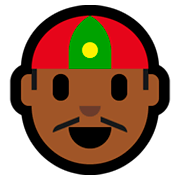 👲🏾 Emoji Mann mit chinesischem Hut: mitteldunkle Hautfarbe Microsoft Windows 10 Fall Creators Update.