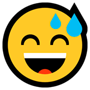 Emoji 😅 Faccina Con Un Gran Sorriso E Goccia Di Sudore su Microsoft Windows 10 Fall Creators Update.