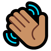 👋🏽 Emoji winkende Hand: mittlere Hautfarbe Microsoft Windows 10 Fall Creators Update.