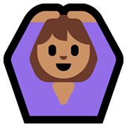 🙆🏽‍♀️ Emoji Frau mit Händen auf dem Kopf: mittlere Hautfarbe Microsoft Windows 10 Fall Creators Update.