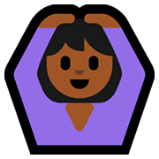 🙆🏾‍♀️ Emoji Frau mit Händen auf dem Kopf: mitteldunkle Hautfarbe Microsoft Windows 10 Fall Creators Update.