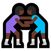🤼🏿‍♀️ Emoji Mujeres Luchando, Tono De Piel Oscuro en Microsoft Windows 10 Fall Creators Update.