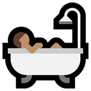 Emoji 🛀🏽 Persona Che Fa Il Bagno: Carnagione Olivastra su Microsoft Windows 10 May 2019 Update.