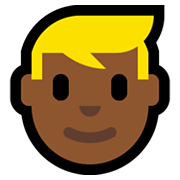 👱🏾‍♂️ Emoji Mann: mitteldunkle Hautfarbe, blond Microsoft Windows 10 May 2019 Update.