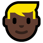 Emoji 👱🏿‍♂️ Uomo Biondo: Carnagione Scura su Microsoft Windows 10 May 2019 Update.