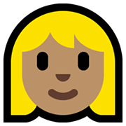 Emoji 👱🏽‍♀️ Donna Bionda: Carnagione Olivastra su Microsoft Windows 10 May 2019 Update.
