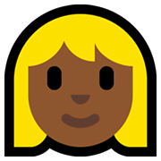 Emoji 👱🏾‍♀️ Donna Bionda: Carnagione Abbastanza Scura su Microsoft Windows 10 May 2019 Update.