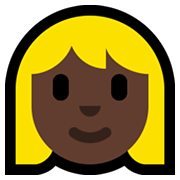 Émoji 👱🏿‍♀️ Femme Blonde : Peau Foncée sur Microsoft Windows 10 May 2019 Update.