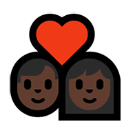 Emoji 👨🏿‍❤️‍👩🏿 Coppia Con Cuore - Uomo: Carnagione Scura, Donna: Carnagione Scura su Microsoft Windows 10 May 2019 Update.