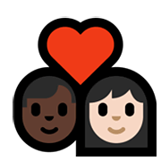 👨🏿‍❤️‍👩🏻 Emoji Pareja Enamorada - Hombre: Tono De Piel Oscuro, Mujer: Tono De Piel Claro en Microsoft Windows 10 May 2019 Update.