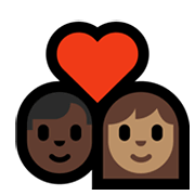 Emoji 👨🏿‍❤️‍👩🏽 Coppia Con Cuore - Uomo: Carnagione Scura, Donna: Carnagione Olivastra su Microsoft Windows 10 May 2019 Update.