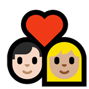 Emoji 👨🏻‍❤️‍👩🏼 Coppia Con Cuore - Uomo: Carnagione Chiara, Donna: Carnagione Abbastanza Chiara su Microsoft Windows 10 May 2019 Update.