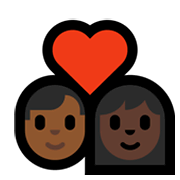 Émoji 👨🏾‍❤️‍👩🏿 Couple Avec Cœur - Homme: Peau Mate, Femme: Peau Foncée sur Microsoft Windows 10 May 2019 Update.