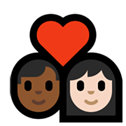 Émoji 👨🏾‍❤️‍👩🏻 Couple Avec Cœur - Homme: Peau Mate, Femme: Peau Claire sur Microsoft Windows 10 May 2019 Update.