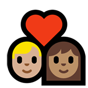 👨🏼‍❤️‍👩🏽 Emoji Pareja Enamorada - Hombre: Tono De Piel Claro Medio, Mujer: Tono De Piel Medio en Microsoft Windows 10 May 2019 Update.