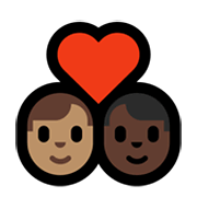 👨🏽‍❤️‍👨🏿 Emoji Liebespaar - Mann: mittlere Hautfarbe, Mann: dunkle Hautfarbe Microsoft Windows 10 May 2019 Update.