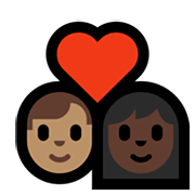 Émoji 👨🏽‍❤️‍👩🏿 Couple Avec Cœur - Homme: Peau Légèrement Mate, Femme: Peau Foncée sur Microsoft Windows 10 May 2019 Update.