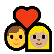 Emoji 👨‍❤️‍👩🏼 Coppia Con Cuore - Uomo, Donna: Carnagione Abbastanza Chiara su Microsoft Windows 10 May 2019 Update.
