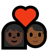 👩🏿‍❤️‍👨🏾 Emoji Pareja Enamorada - Mujer: Tono De Piel Oscuro, Hombre: Tono De Piel Oscuro Medio en Microsoft Windows 10 May 2019 Update.
