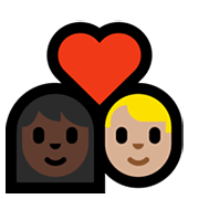 👩🏿‍❤️‍👨🏼 Emoji Pareja Enamorada - Mujer: Tono De Piel Oscuro, Hombre: Tono De Piel Claro Medio en Microsoft Windows 10 May 2019 Update.