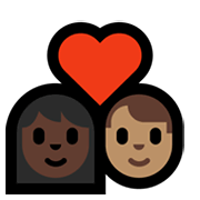 👩🏿‍❤️‍👨🏽 Emoji Pareja Enamorada - Mujer: Tono De Piel Oscuro, Hombre: Tono De Piel Medio en Microsoft Windows 10 May 2019 Update.