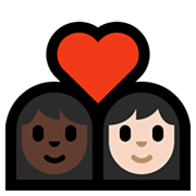 👩🏿‍❤️‍👩🏻 Emoji Casal Apaixonado - Mulher: Pele Escura, Mulher: Pele Clara na Microsoft Windows 10 May 2019 Update.