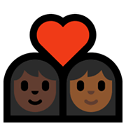 👩🏿‍❤️‍👩🏾 Emoji Pareja Enamorada - Mujer: Tono De Piel Oscuro, Mujer: Tono De Piel Oscuro Medio en Microsoft Windows 10 May 2019 Update.