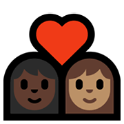 Émoji 👩🏿‍❤️‍👩🏽 Couple Avec Cœur - Femme: Peau Foncée, Femme: Peau Légèrement Mate sur Microsoft Windows 10 May 2019 Update.