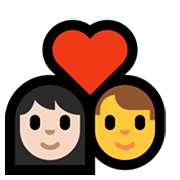 Émoji 👩🏻‍❤️‍👨 Couple Avec Cœur - Femme: Peau Claire, Hombre sur Microsoft Windows 10 May 2019 Update.