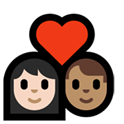 Emoji 👩🏻‍❤️‍👨🏽 Coppia Con Cuore - Donna: Carnagione Chiara, Uomo: Carnagione Olivastra su Microsoft Windows 10 May 2019 Update.