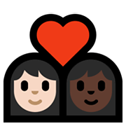 Émoji 👩🏻‍❤️‍👩🏿 Couple Avec Cœur - Femme: Peau Claire, Femme: Peau Foncée sur Microsoft Windows 10 May 2019 Update.
