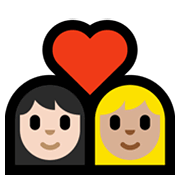 Emoji 👩🏻‍❤️‍👩🏼 Coppia Con Cuore - Donna: Carnagione Chiara, Donna: Carnagione Abbastanza Chiara su Microsoft Windows 10 May 2019 Update.