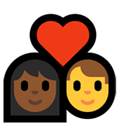 Emoji 👩🏾‍❤️‍👨 Coppia Con Cuore - Donna: Carnagione Abbastanza Scura, Hombre su Microsoft Windows 10 May 2019 Update.