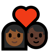 👩🏾‍❤️‍👨🏿 Emoji Pareja Enamorada - Mujer: Tono De Piel Oscuro Medio, Hombre: Tono De Piel Oscuro en Microsoft Windows 10 May 2019 Update.