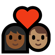Emoji 👩🏾‍❤️‍👨🏽 Coppia Con Cuore - Donna: Carnagione Abbastanza Scura, Uomo: Carnagione Olivastra su Microsoft Windows 10 May 2019 Update.